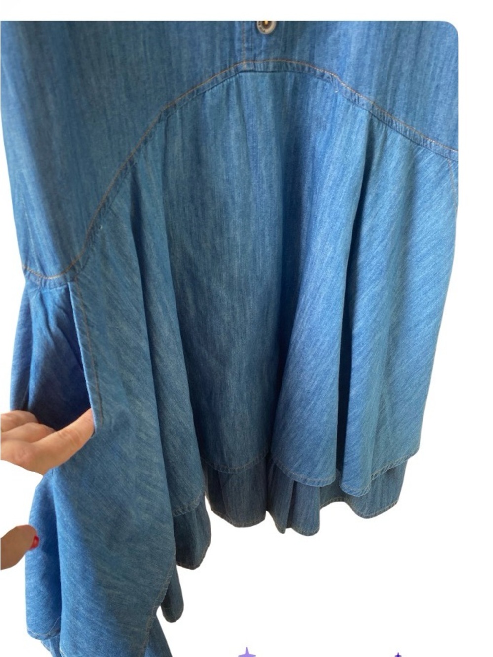 NWOT OLARS ULLA MIDI Denim Jeans Dress Size S Short Sleeves Made In Sweden - Picture 8 of 12